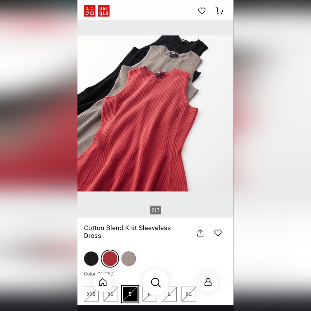 Uniqlo Cotton Blend Knit Sleeveless Dress SOLD OUT - Picture 4 of 6